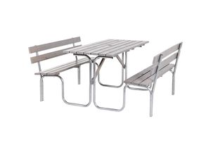 7350107030497 - Gruppensitzbank Tisch und 2 Sitzbänke grau Gesamt-LxT 1500 x 1850 mm