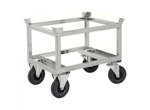 7350112292965 - Kongamek Palettenwagen verzinkt und verschweißt 700mm hoch mit Bremse für Halbpaletten 800x600mm