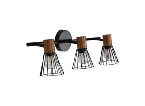 7350118412626 - Atticus Beleuchtung Wandlampe 485x165x15cm Stahl schwarz Holz