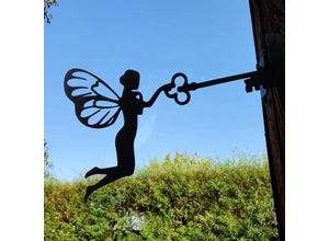 7354185229248 - Stück Feengarten-Rasendekor aus Metall Wandbehang Skulptur Heimdekoration (Feen-Silhouette 30 x 20 cm) eisenhaltig - Sollbry