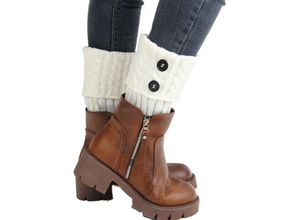 7354185230572 - Beinwärmer für Damen kurze Stiefel Socken gehäkelte gestrickte Stiefelstulpen warme Thermo-Beinstulpen aus Acryl - Sollbry