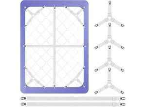 7354185231708 - Bettlaken-Haltegurte 4+2er-Pack 2 weitere gerade Bettlakengurte für die Mitte der Matratze und 4 dreieckige Bettlakenklammern für Ecken