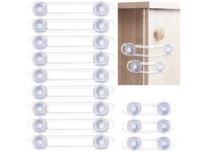 7354185245538 - 12 Baby-Schrankblöcke – Kindersicherung – Tür- Schrank- und Fensterblock – Sicherheitsschutz für Zuhause (9 + 3 Stück) (12 Blöcke transparent)