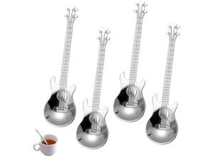 7354185246399 - Set mit 4 Gitarren-Kaffeelöffeln Dessertlöffel aus Edelstahl 304 Mini-Rührlöffel für Tee Milch Dessert Getränke Eis Milchshake - Sollbry