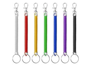 7354185286524 - Sollbry Spiralfeder-Schlüsselanhänger 7 Stück erweiterbare bunte Kunststoff-Schlüsselanhänger einziehbare Angel-Lanyards Spiralband-Befestigung