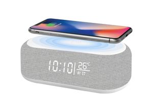 7354185287736 - Sollbry Digitaler Wecker Bluetooth digitaler Audio-Wecker – 9 Nachtlichtfarben Bluetooth-Lautsprecher kabelloses Ladegerät für iPhone Samsung