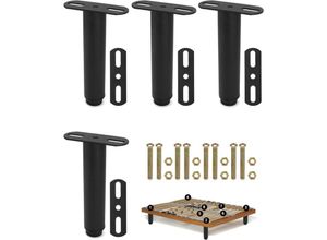 7354185312544 - 4PCS Füße für Lattenrost stabiler verstellbarer Bettfuß 18-33 cm (Mattschwarz) - Sollbry