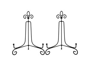 7354185317150 - Set mit 2 großen 26-cm-Platten-Fotorahmenstützen aus Eisen mit Staffelei-Ständer Präsentationsständer Schwarz – Schwarz - Sollbry