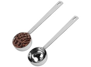 7354185317228 - Stück Kaffeelöffel Edelstahl-Messlöffel Kaffee-Messlöffel mit Aufhängeloch am Ende 25 ml Silber - Sollbry