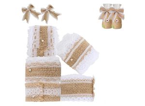 7354185317648 - Rollen Jute-Spitzenband weißes Sackleinenband rustikale Dekoration – Jute-Sackleinenrolle perfekt für Bastelarbeiten Hochzeit Geschenkverpackung