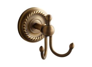 7354185320297 - Sollbry - Wandgarderobe mit Doppelhaken Retro Gelb Messing Kupfer Antikbronze für Badezimmer-Accessoires