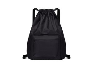 7354185320990 - Sollbry Schwarzer Kordelzugrucksack Freizeitrucksack wasserdichter Rucksack Schultasche Unisex geeignet für Camping Yoga Fitness Reisen