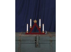 7391482023858 - Star Trading - 271-33 Weihnachtsdekoration kerzenständer julle E10 4X3W Holz rot gold L33cm B6cm H26cm mit Kabelschalter