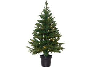 7391482036650 - Star Trading Künstlicher Weihnachtsbaum Byske von Star Trading kleiner Tannenbaum in Grün mit Topf und LED Lichterkette für innen und außen warmweiß mit Timer Sensor batteriebetrieben Höhe 90 cm IP44