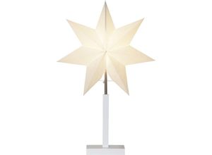 7391482037862 - Star Trading Tischlampe Weihnachtsstern Karo von Star Trading 3D Papierstern Weihnachten in Weiß mit Holz-Fuß in Weiß Dekostern Tischleuchte mit Kabelschalter E14 Höhe 52 cm