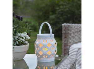 7391482041029 - Star Trading LED Laterne Flame Lantern in Weiß 015W IP44 160mm - white