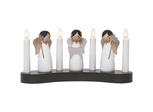 7391482047168 - Star Trading Weihnachtsdeko Angel Choir von Star Trading Kerzenständer mit 4 Glühbirnen E10 warmweiß Weihnachtsfigur Engel aus Holz Kabelschalter Länge 31 cm