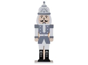 7391482048394 - Star Trading - 271-91 Weihnachtsdekoration nussknacker nutcracker led 10X003W Holz grau weiss L16cm B8cm H52cm mit Schalter ein aus