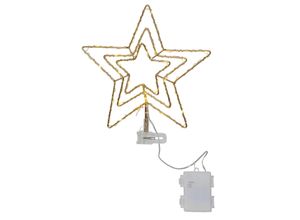 7391482050304 - Star Trading - 089-90 Weihnachtsdekoration aufsatz stern topsy led 30X006W Stahl Kunststoff messingL255cm B5cm H255cm IP44