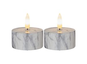 7391482050342 - Star Trading - Kerzen-Set Flamme Marble 2 Stück Teelichter Mamor-Design led Timer Warmweiß 6 cm