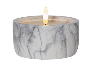 7391482050366 - Star Trading - Kerze Flamme Marble Stumpenkerze Mamor-Design led Timer Warmweiß 75 cm