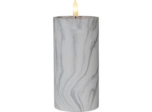 7391482050403 - Kerze Flamme Marble Stumpenkerze Mamor-Design led Timer Warmweiß 175 cm - Star Trading