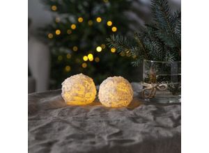 7391482056375 - Star Trading LED Kerze Snowball in Weiß 2x 003W - Weiß