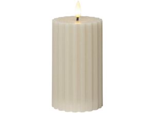 7391482064929 - Star Trading - led Wachskerze Flamme Stripe Batterie Timer beige 15x75cm