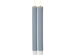 7391482065223 - Star Trading - led Wachskerze Flamme Stripe 2er Set Batterie Timer blau 25x21cm