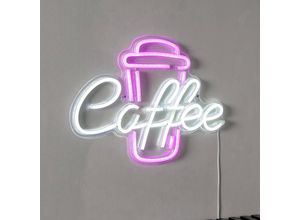 7391482070586 - Neonschild Plexy Coffee Plexiglas usb pink-weiß 40x30cm - Star Trading