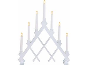 7391482155481 - 155-48 Weihnachtsdekoration kerzenständer rut E10 7X3W Holz weiss L43cm B7cm H53cm mit Kabelschalter - Star Trading