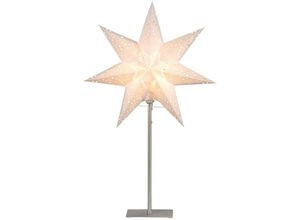 7391482234223 - Star Trading Tischlampe Weihnachtsstern Sensy von Star Trading 3D Papierstern Weihnachten in Weiß mit Metall-Fuß Dekostern Tischleuchte mit Kabelschalter E14 Höhe 55cm