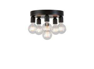 7391534064174 - Regal - 6 Light Flush Globe Deckenleuchte Matt Black E27 - Belid