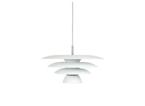 7391534082970 - DaVinci 43cm Modern Dome Pendelleuchte Flach Weiß 1x E27