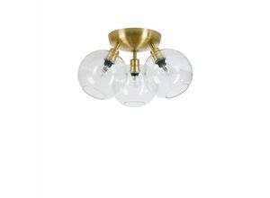 7391534270544 - Gloria - 3 Light Flush Globe Deckenleuchte Klarglas Messing E14 - Belid