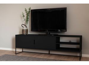 7394084088355 - Lowboard TENZO LIPP Sideboards Gr B H T 1765 cm x 57 cm x 43 cm schwarz (shadow schwarz) Lowboards mit 2 Türen und offenen Fächern Design von studio