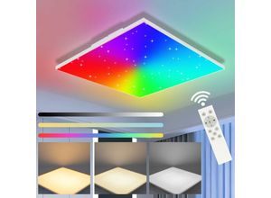 7398046924248 - Deckenlampe led Deckenleuchte Dimmbar 18W rgb Farbwechsel Wohnzimmerlampe Sternenhimmel Panel Flach 30CM Modern Schlafzimmerlampe mit Fernbedienung