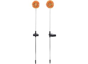 7416233821085 - Ejlife - Solar-Löwenzahn farbenfrohes Gartenlicht schöne einfache Installation 2 Sets wetterfest 6LED orange (2er Pack)