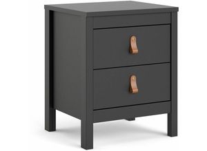 7425319931983 - Netfurniture - Bartikan Nachttisch 2 Schubladen in Matt Black - Schwarz