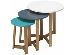 7425320279203 - Netfurniture - sanner nest of tables soid Eiche-funky farbige Tops - Braun