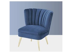 7425321457426 - Netfurniture - Punkt Velvet gelegentlich Stuhl mit goldplattierten Beinen - Mitternachtsblau - Blau