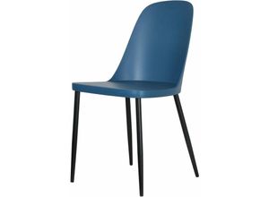 7425324512535 - Netfurniture - 2x Duo -Stuhl blauer Plastiksitz mit schwarzen Metallbeinen - Blau