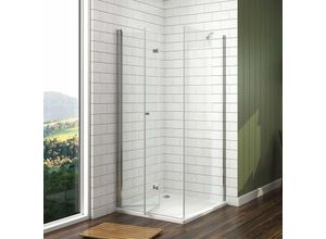 7426763777509 - Duschkabine 75x70cm Duschabtrennung Falttür 75cm Duschtrennwand feststehende Teil 70cm Duschwand 6mm esg Sicherheitsglas Höhe 185cm - Meykoers
