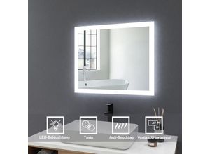 7426763786310 - Badspiegel 50x60cm mit Beschlagfrei led Badezimmerspiegel Warmweiße und Kaltweiße Beleuchtung und Seitliche Taste - 50x60cm | Taste+ 2-Farben-Licht+