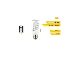 7426845499442 - Trade Shop Traesio - led glühbirne E27 7 w spirale licht kühl weiss warm natürlich 40D S-04T Kühles Weiß - Kühles Weiß