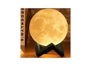 7426845910848 - Trade Shop Traesio - tischlampe moon 18CM led licht 3 farben mond lampe batteriebetrieben mit ständer