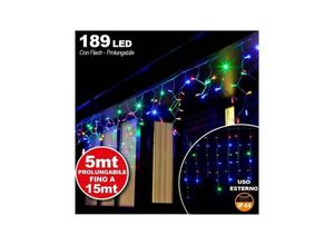 7426845923817 - Trade Shop Traesio - mehrfarbiger lichtkaskadenvorhang 510X90 cm ausziehbar bis zu 15M 189 leds