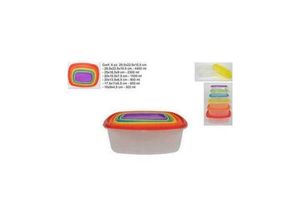 7426845929451 - Set 6 Stück Rechteckige Kunststoffbehälter Mit Deckel Für Lebensmittel