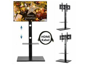 7427273886910 - Tv Bodenständer Ständer Standfuß Fernsehstand höhenverstellbar neigbar für 32–65 Zoll Flach & Curved Fernseher bis zu 30kg MaxVESA 600 400 Schwarz