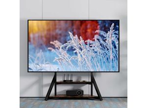 7427274509337 - Unho - tv Ständer tv Standfuß Fernsehhalterung Fernsehständer 40-75 mit 2 Holz Ablage vesa 600x400mm bis Max 80kg